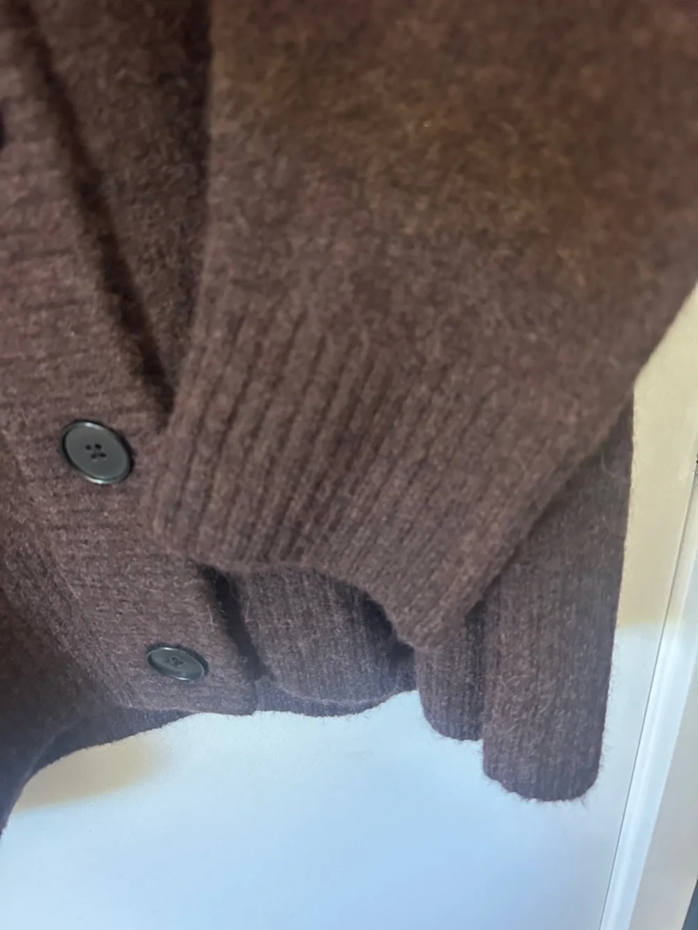Madewell Dark Brown V‑Neck Button Cardigan Wool Alpaca Blend Sweater - Picture 7 of 9